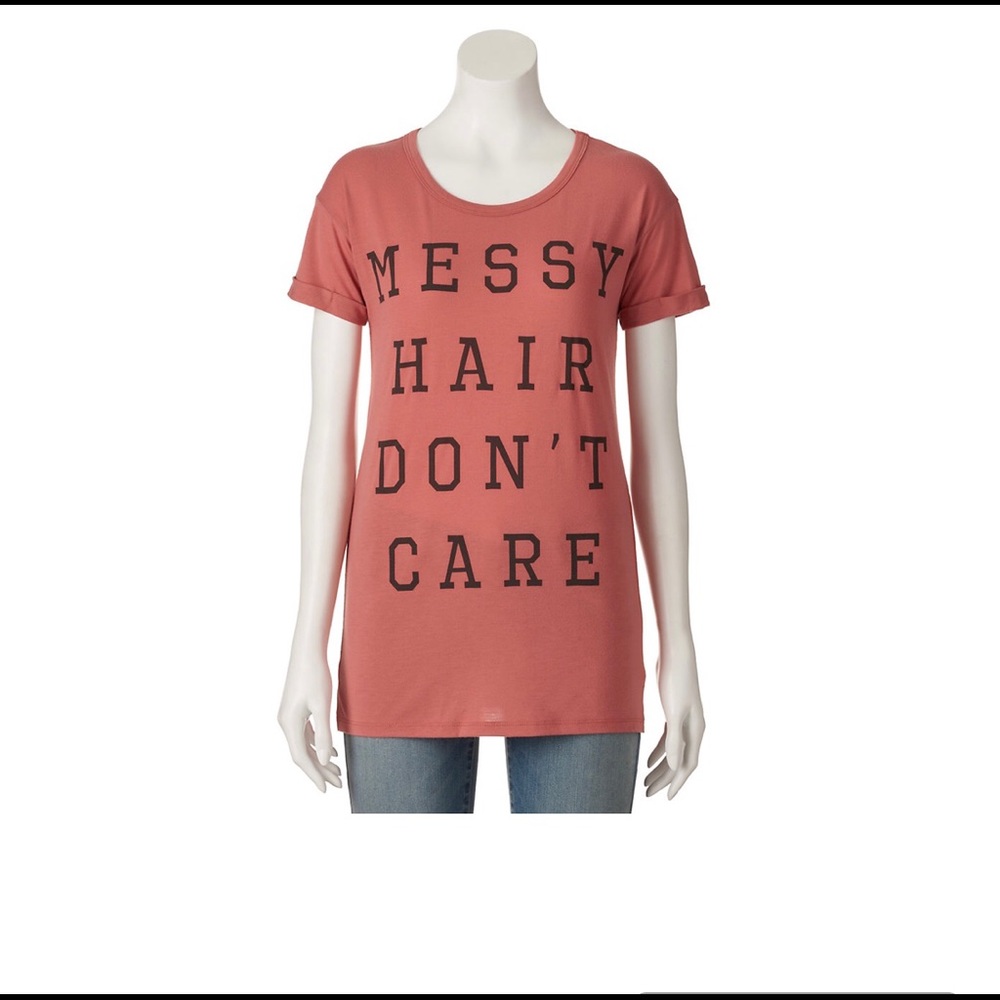 Awake Messy Hair Don’t Care Tee Sz Xs